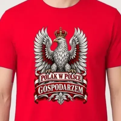 Koszulka męska czerwona polak w polsce gospodarzem orzeł patriotyczna