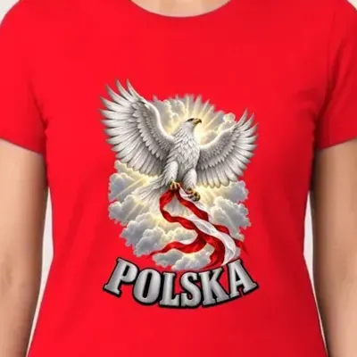 Koszulka damska czerwona polska orzeł patriotyczna flaga prezent