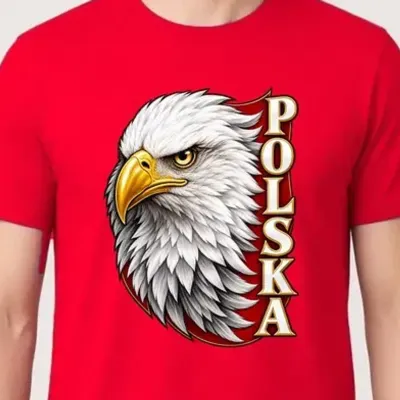 Koszulka męska czerwona Polska orzeł bielik patriotyczna urodziny