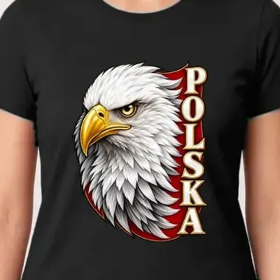 Koszulka damska czarna Polska orzeł bielik patriotyczna dla niej