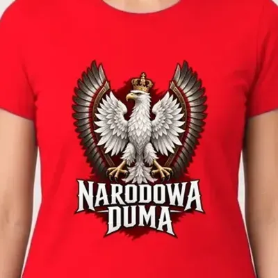 Koszulka damska czerwona patriotyczna orzeł z koroną narodowa duma