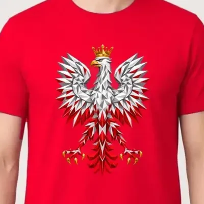 Koszulka męska czerwona orzeł geometryczny patriotyczna prezent