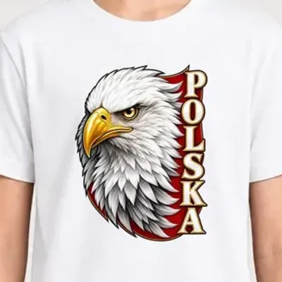 Koszulka patriotyczna dla dziecka dla dziewczynki biała orzeł bielik Polska