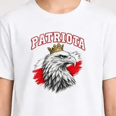 Koszulka patriotyczna dla dziecka dla dziewczynki biała Patriota z koroną