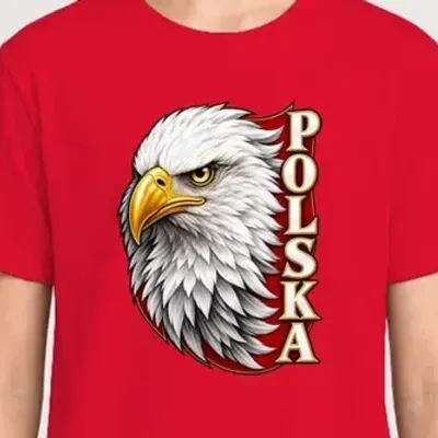 Koszulka patriotyczna dla dziecka dla dziewczynki czerwona orzeł bielik
