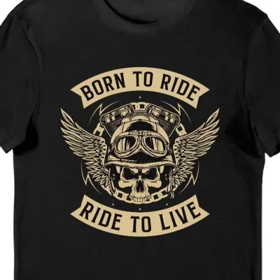 Koszulka motocyklista born to ride ride to live czarna