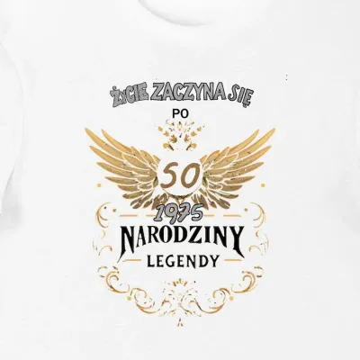 Koszulka życie zaczyna się po 50, narodziny legendy biała