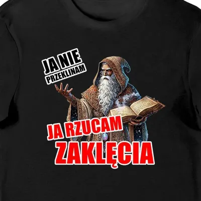 Koszulka męska z Czarodziejem "Ja nie przeklinam" czarna