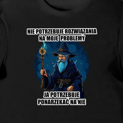 Koszulka męska z Czarodziejem "Nie potrzebuje rozwiązania na moje problemy" czarna