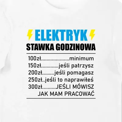 Koszulka męska dla Elektryka Stawka godzinowa biała