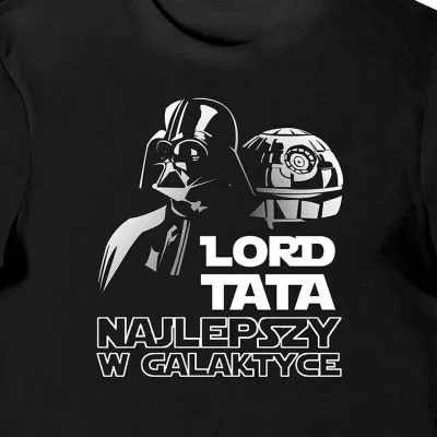 Koszulka męska dla Ojca "LORD TATA NAJLEPSZY W GALAKTYCE" czarna