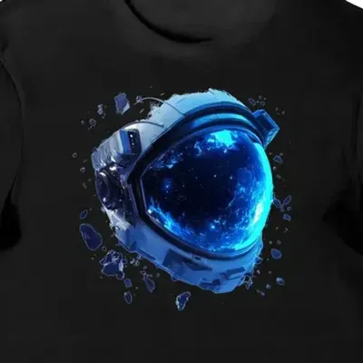Koszulka męska czarna Niebieska Planeta Astronauta w animowanym stylu