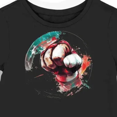 Koszulka damska czarna z nadrukiem pięści Street Fighter