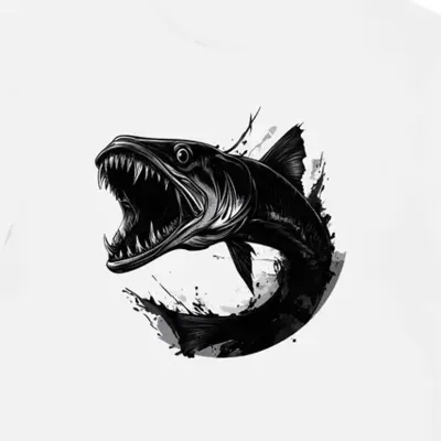 Koszulka męska biała z nadrukiem muskellunge