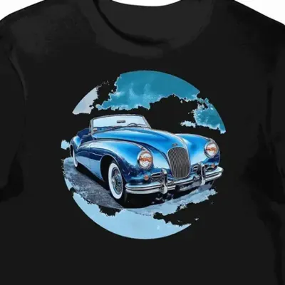 Koszulka męska czarna z motywem eleganckiego kabrioletu