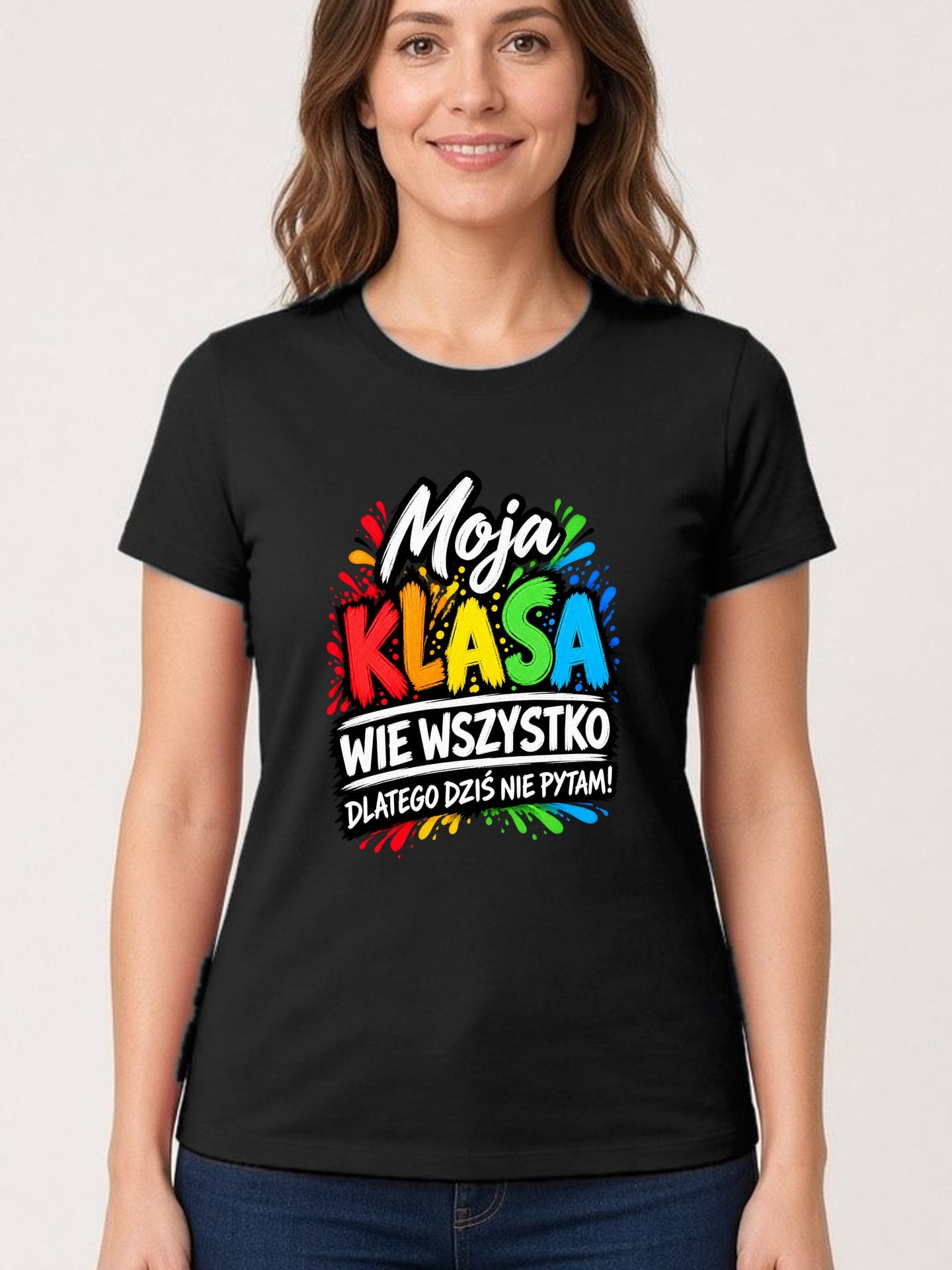 Koszulka damska czarna dla wychowawczyni śmieszna dzień nauczyciela prezent