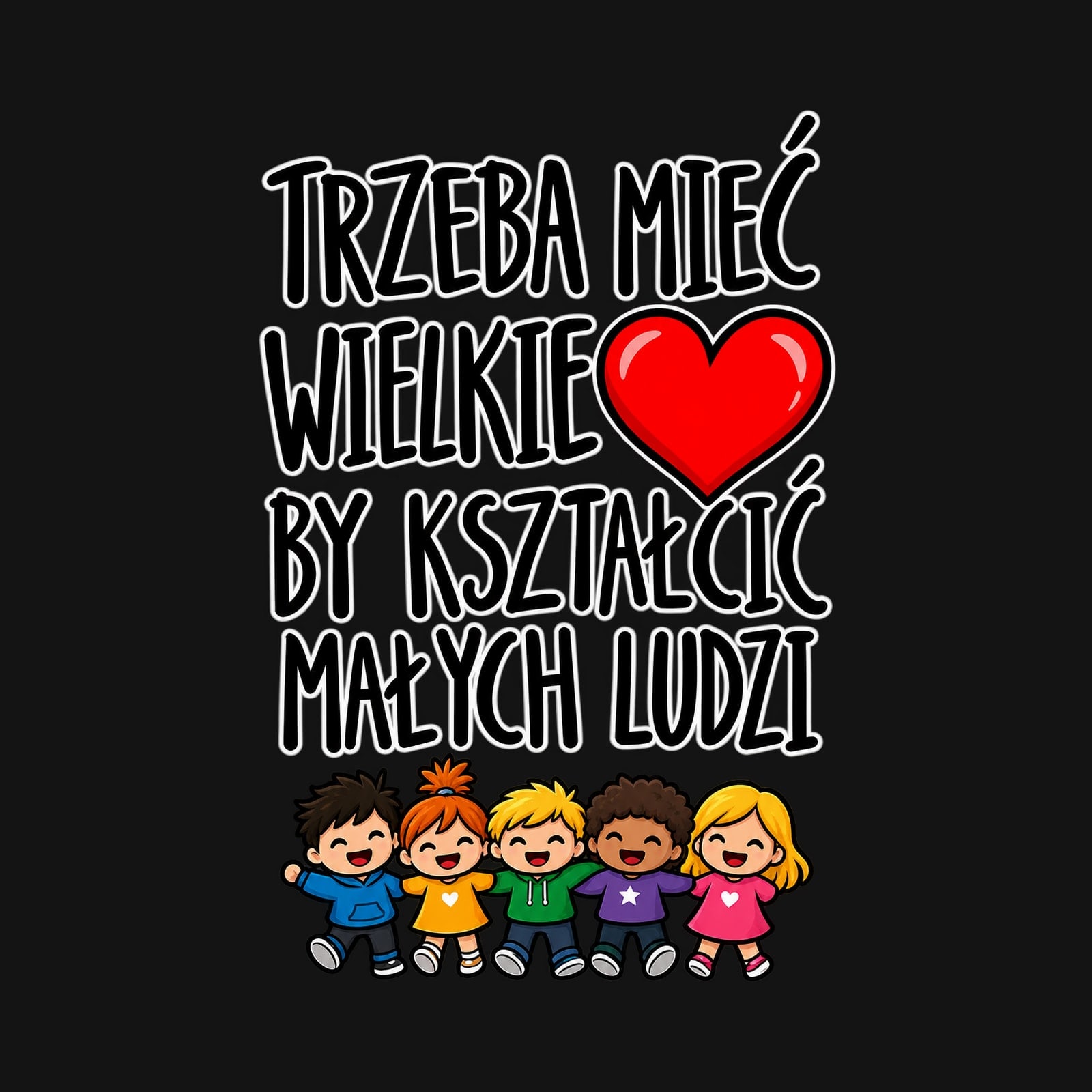 Koszulka damska czarna dla przedszkolanki na dzień nauczyciela z dziećmi, zdjęcie 2
