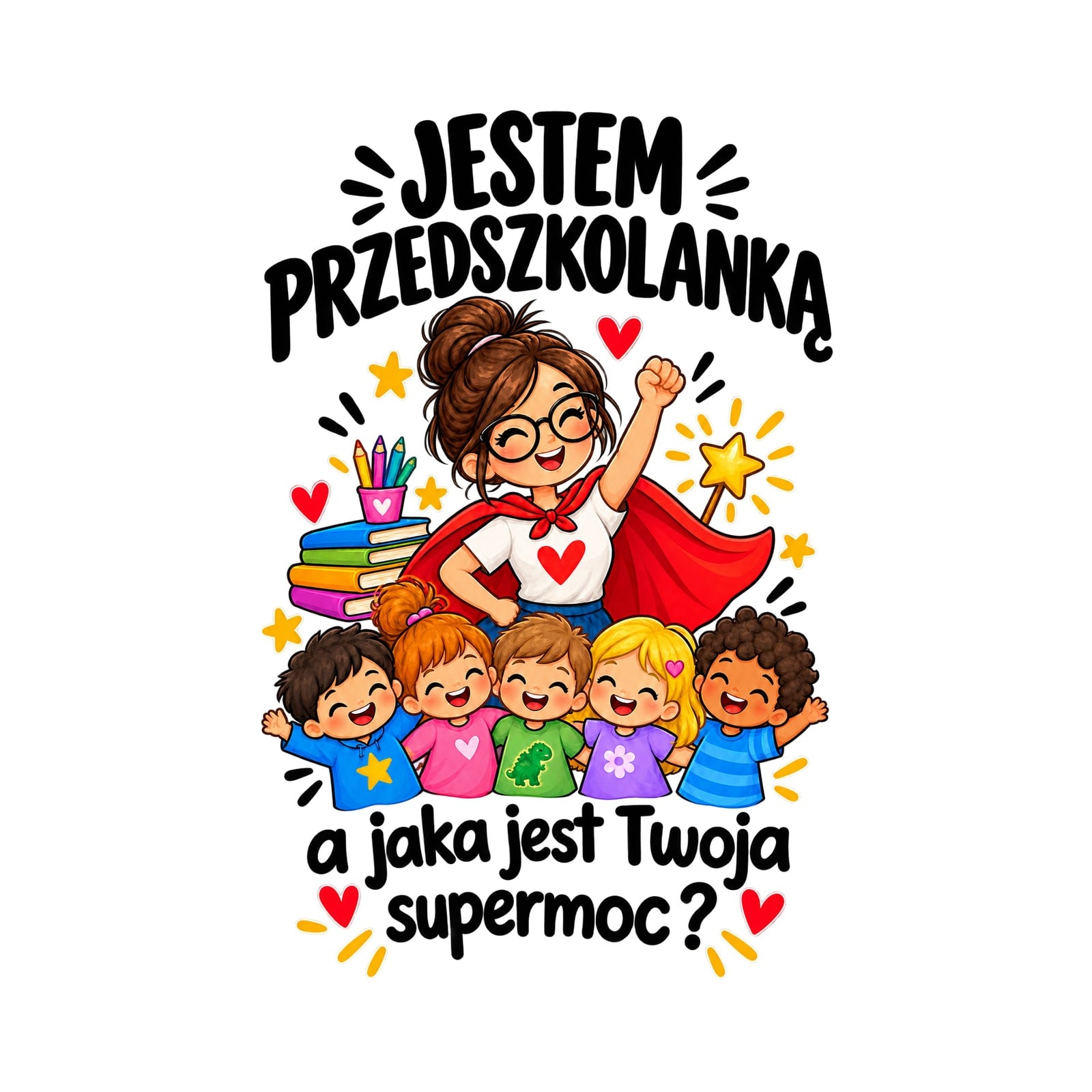 Koszulka damska biała dla przedszkolanki supermoc prezent dzień nauczyciela, zdjęcie 2