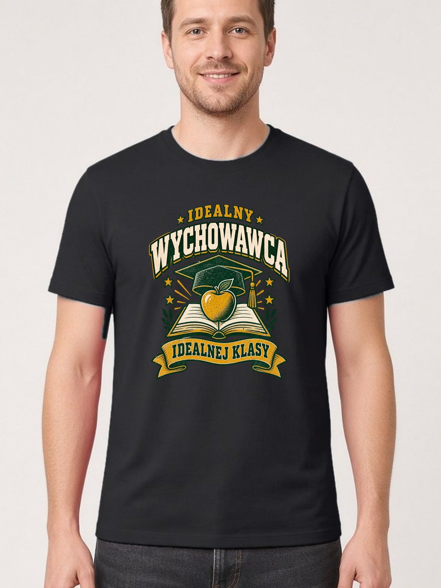 Koszulka męska czarna dla wychowawcy prezent na dzień nauczyciela vintage