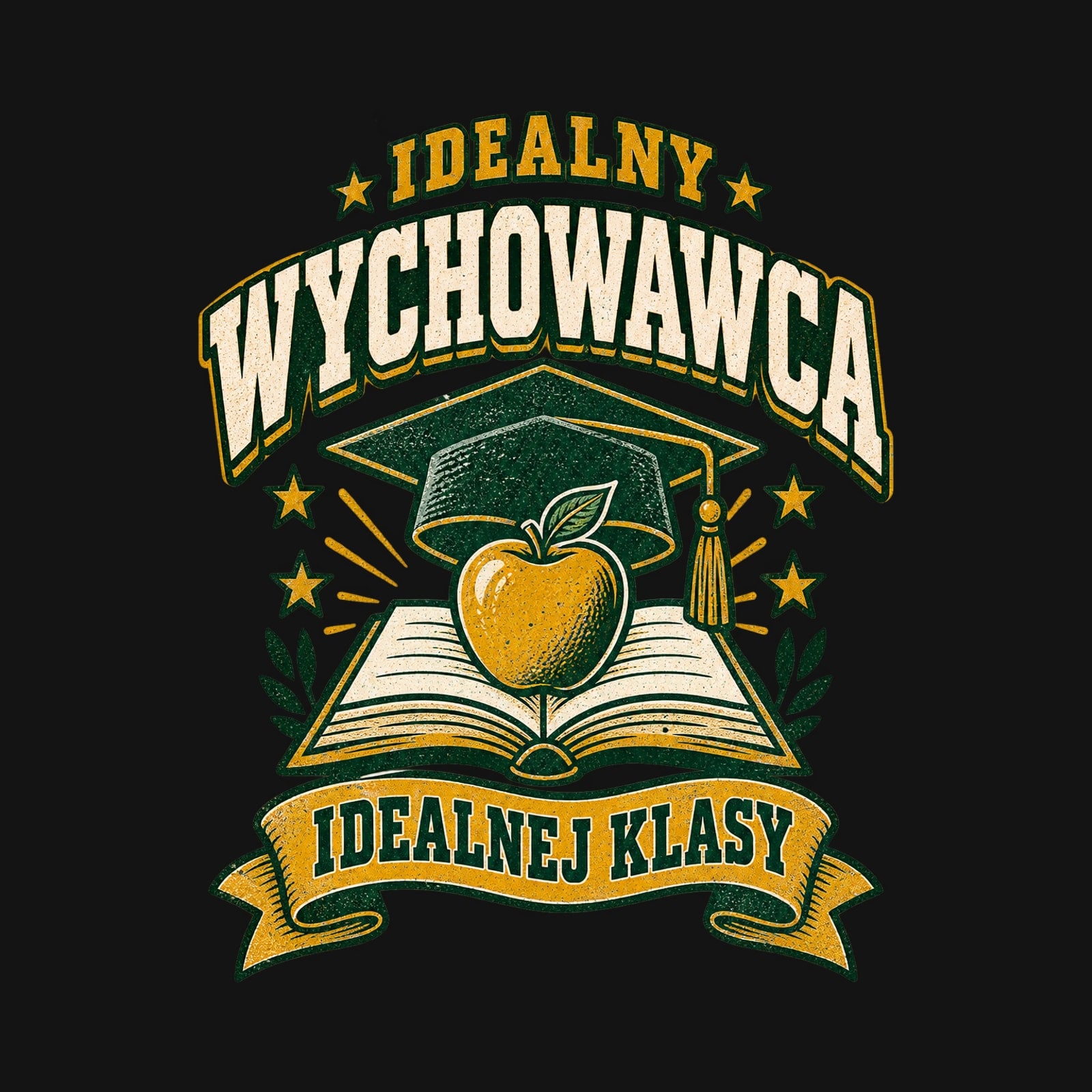 Koszulka męska czarna dla wychowawcy prezent na dzień nauczyciela vintage – zdjęcie 2