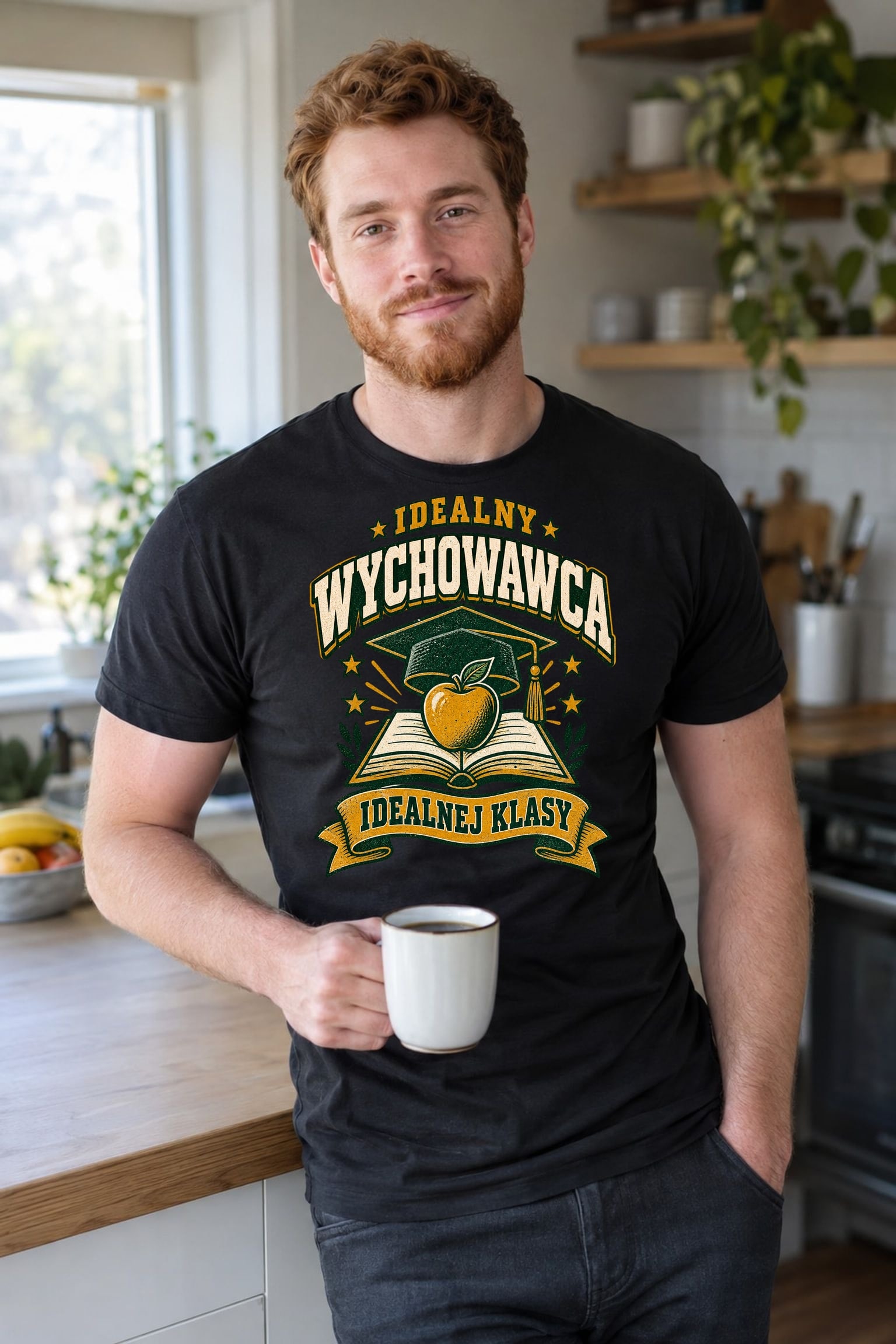 Koszulka męska czarna dla wychowawcy prezent na dzień nauczyciela vintage – zdjęcie 3