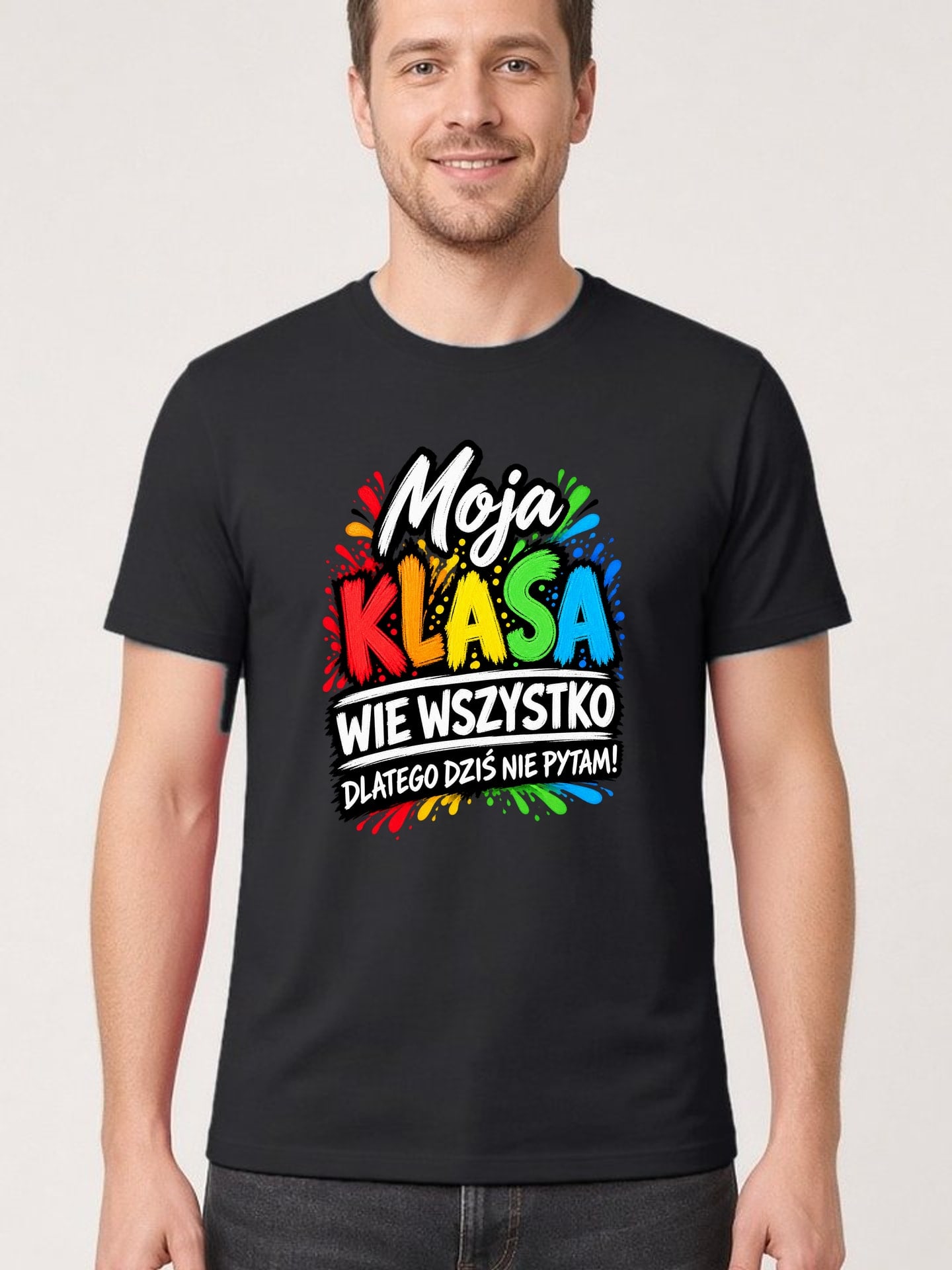 Koszulka męska czarna dla wychowawcy śmieszna na dzień nauczyciela prezent